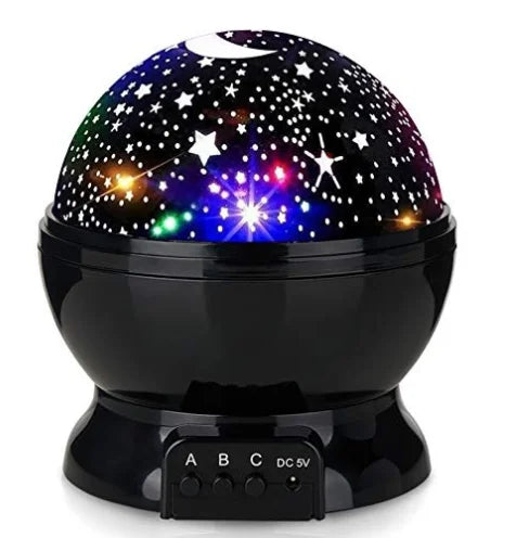 Rotating Starry Sky Projector Night Light | Galaxy & Moon Star Night Projector QXL Black USB Plug
