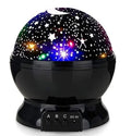 Rotating Starry Sky Projector Night Light | Galaxy & Moon Star Night Projector QXL Black USB Plug