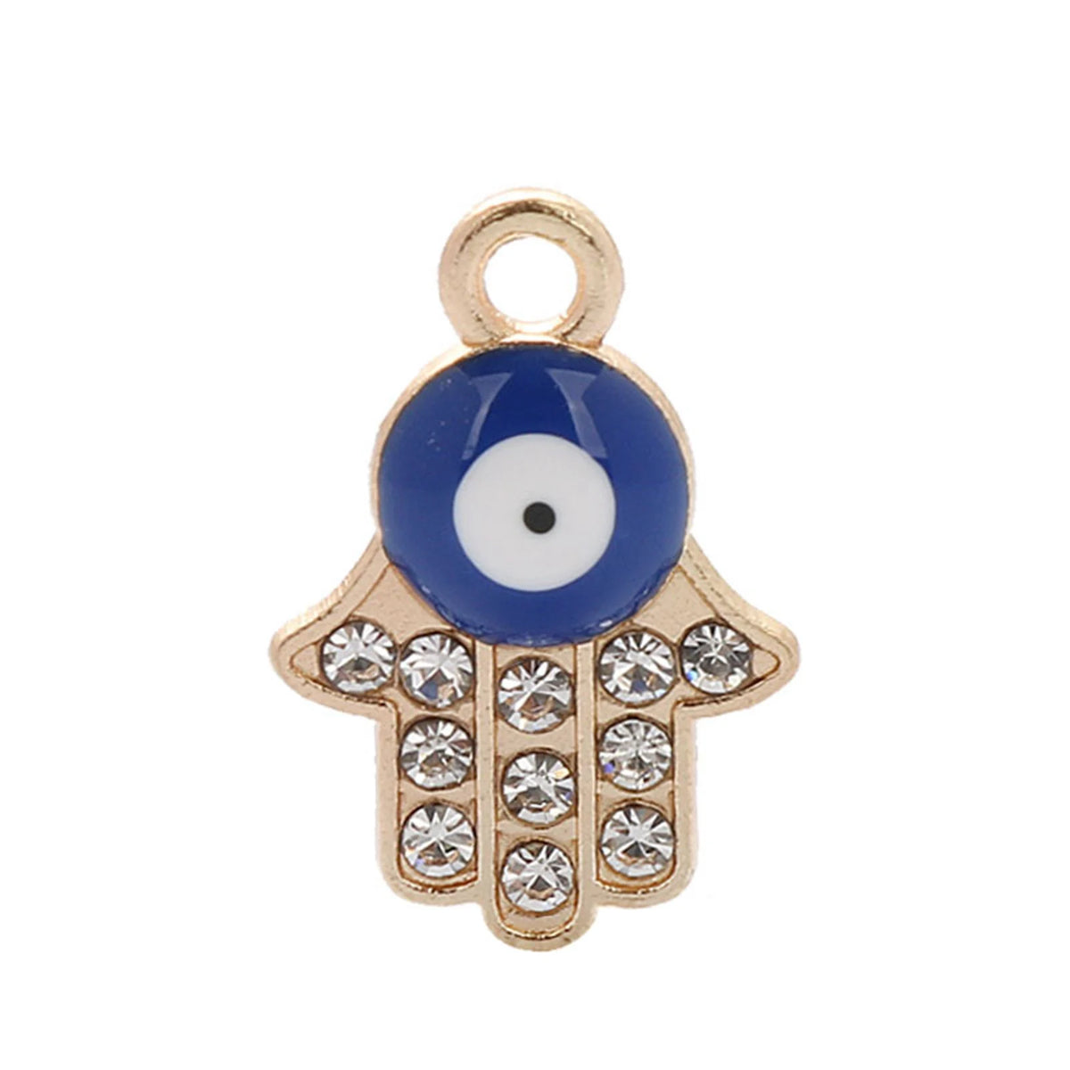 10-Pack Golden Hamsa Hand Evil Eye Charm Pendants 14x21mm Jewelry Making Charms QXL