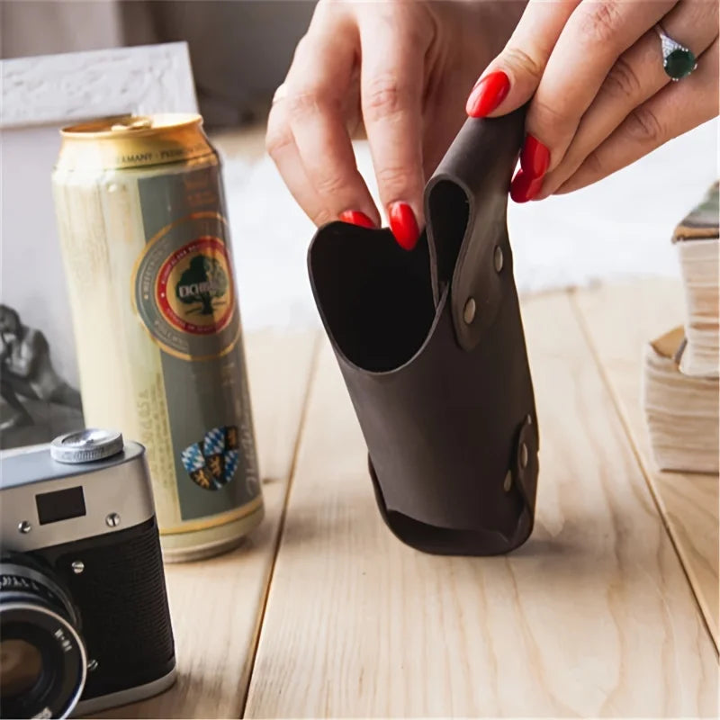 PU Leather Beer Can Holder – Adjustable Waist Belt 330–500ml Waist Belt Holster QXL