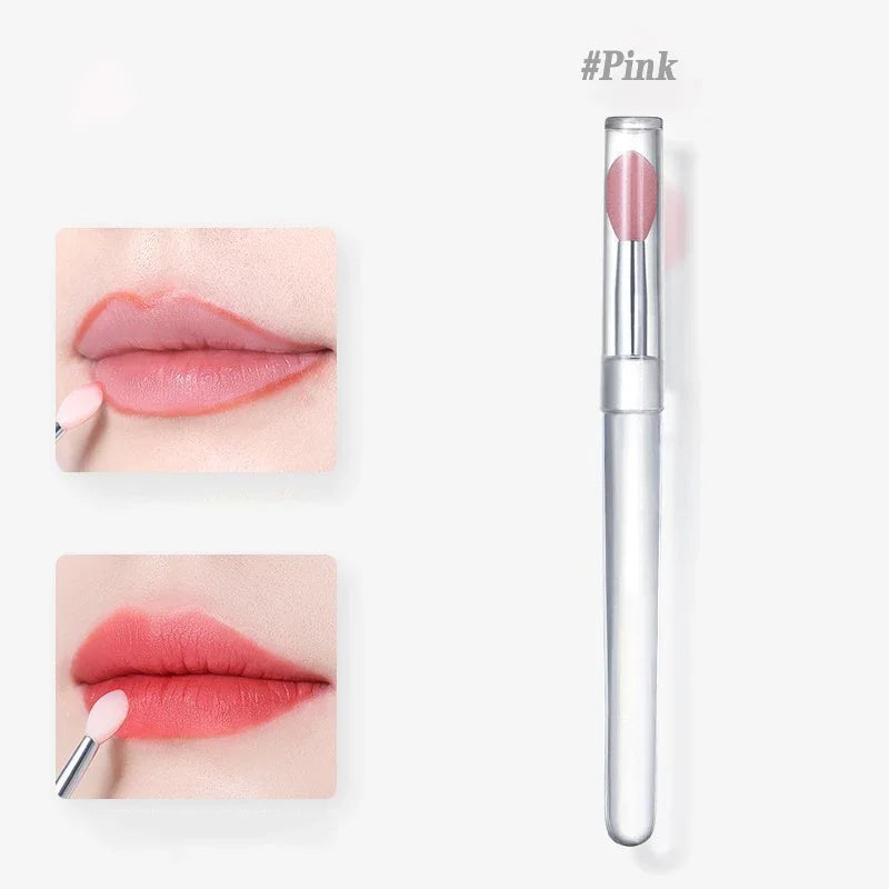 Silicone Lip & Eyeshadow Brush with Dustproof Cover Silicone Lip Brush QXL Pink
