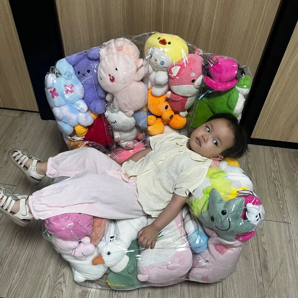 Clear Stuffed Animal Bean Bag Storage Chair Cover | PVC Organizer Toy Storage Organizer QXL