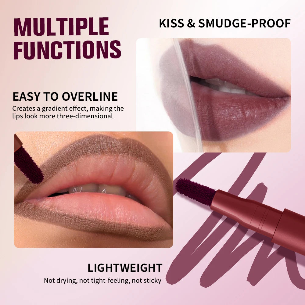 2-in-1 Dual-Sided Lip Liner & Stain Pencil | Ultra-Pigmented Lip Liner Pencil QXL