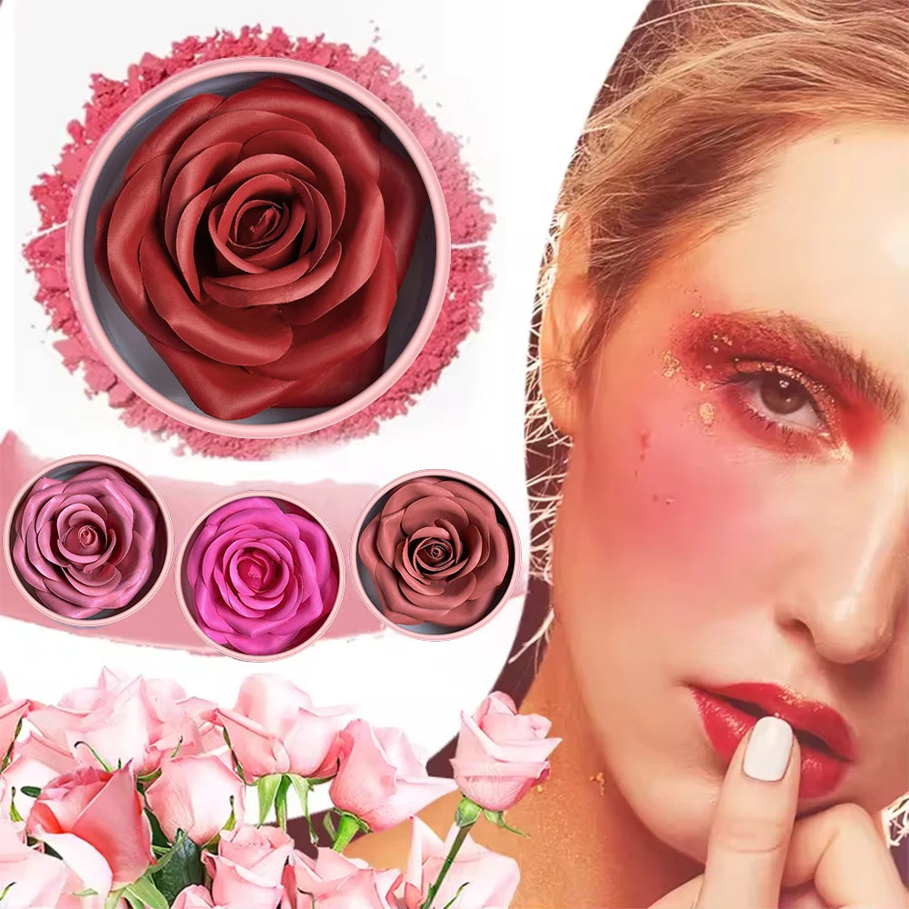 4-Color Rose Petal Cream Blush | Waterproof Natural Matte Finish Cream Blush Palette QXL