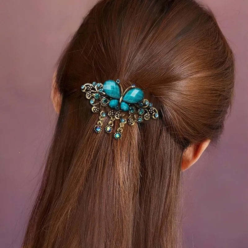 Women Rhinestone Butterfly Flower Hair Clips & Barrettes Decorative Hair Clips QXL