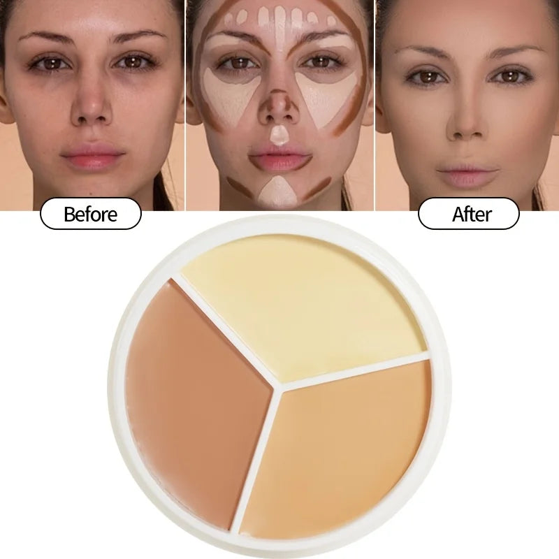 Three-Color Concealer Palette – Full Coverage Cream Foundation Concealer Palette QXL