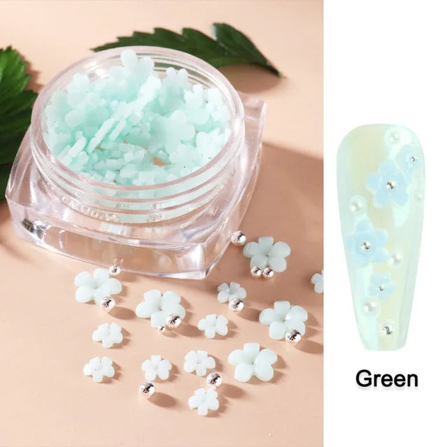 Color-Changing Flower Nail Sequins | Gradient Glitter 6 Colors Nail Art Sequins QXL green