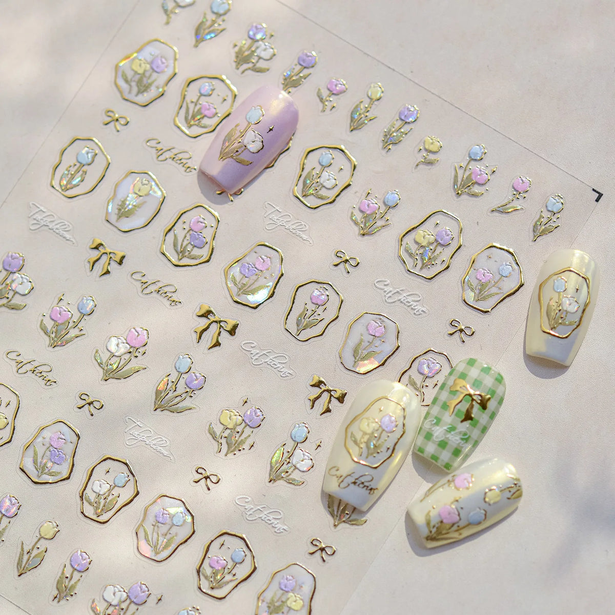 5D Oriental Flower Nail Stickers | Crystal Rhinestone Decals Nail Art Stickers QXL