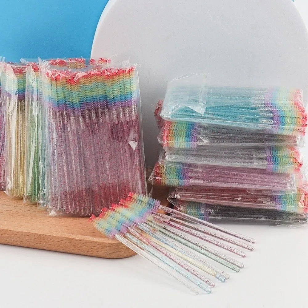 50-Pack Rainbow Spoolie Eyelash Brushes | Lash Extension Tool Spoolie Eyelash Brush QXL