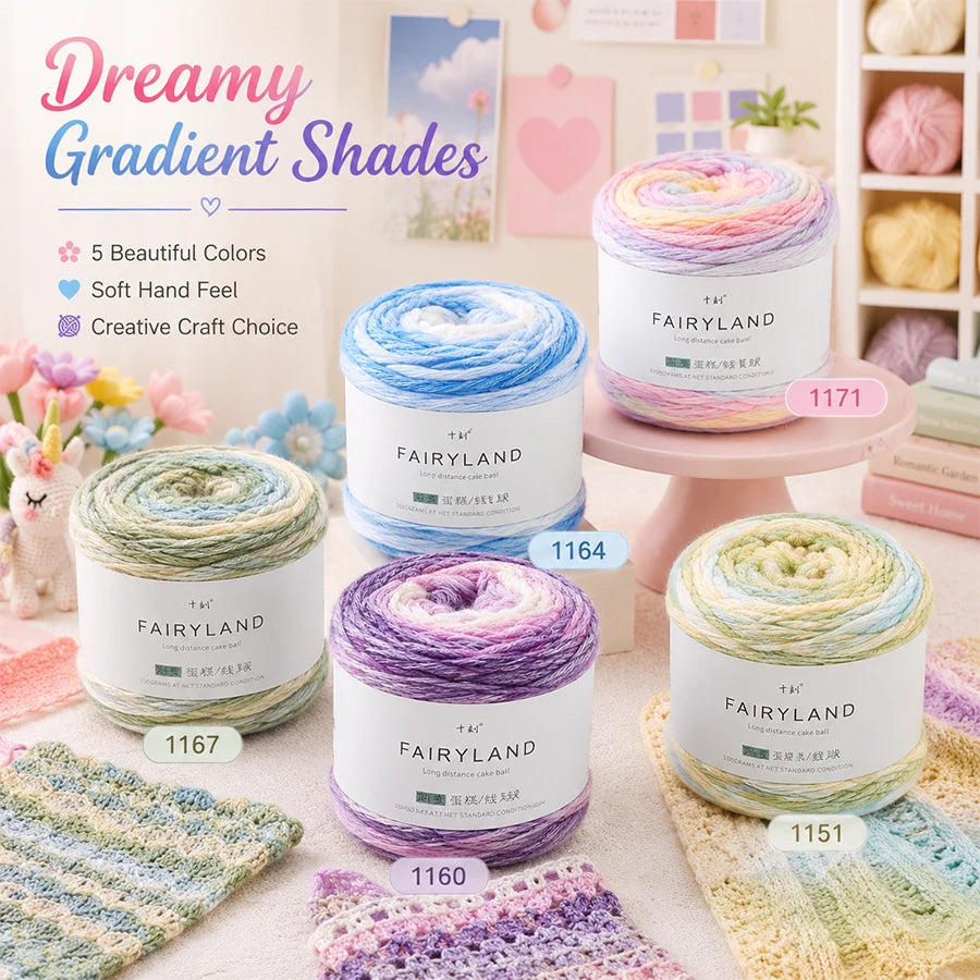 Soft Gradient Cake Yarn | Multicolor Crochet Knitting Yarn Gradient Cake Yarn QXL