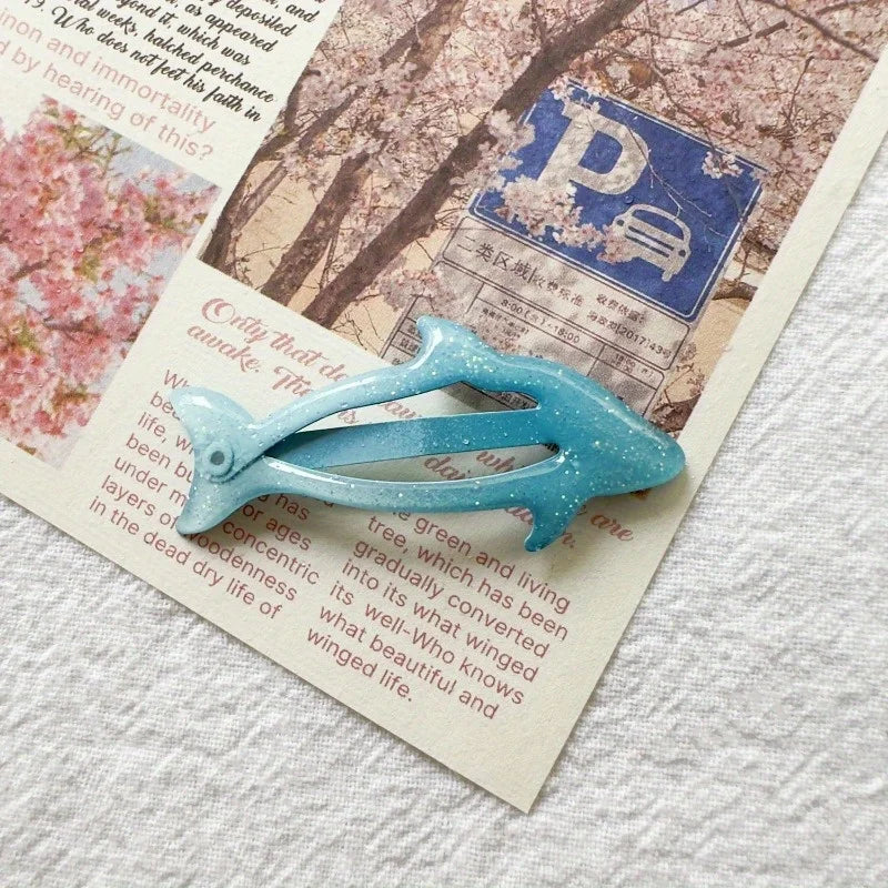 Blue Sparkle Dolphin & Bunny Hair Clips – 8-Pack Resin Resin Hair Clips QXL