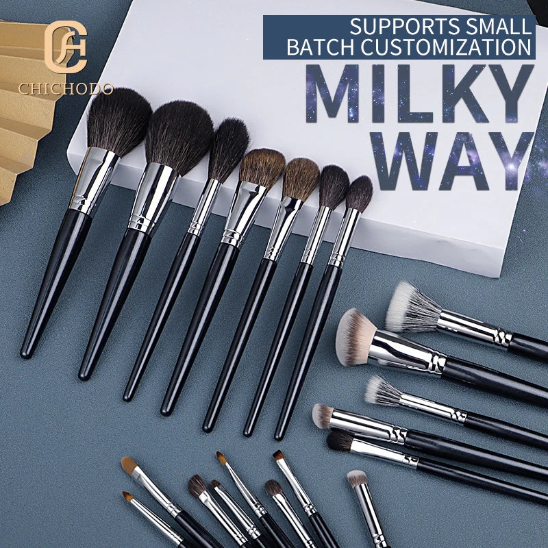 Ombré Galaxy Goat Hair Bronzer Blending Brush | Deep Blue Makeup Blending Brush QXL