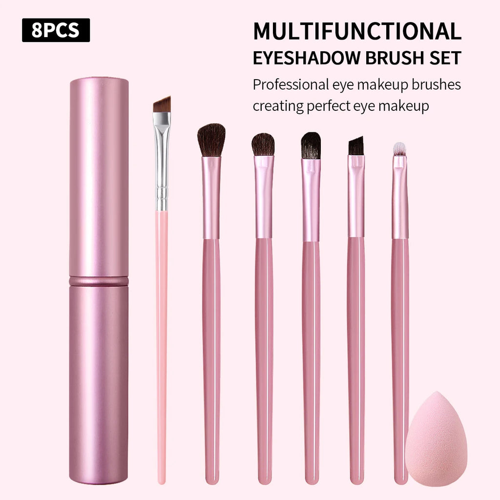 KOSSHOW 8-Pc Pink Eyeshadow Brush Set – Blending & Detail Eyeshadow Brush Set QXL Pink