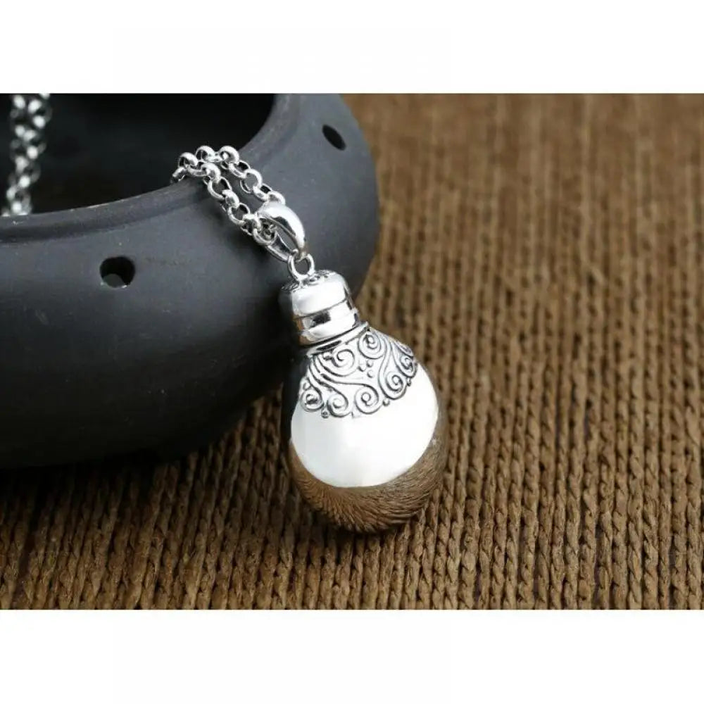 Mini Antique Silver Perfume Pendant Bottle | Openable Locket Perfume Pendant Locket QXL