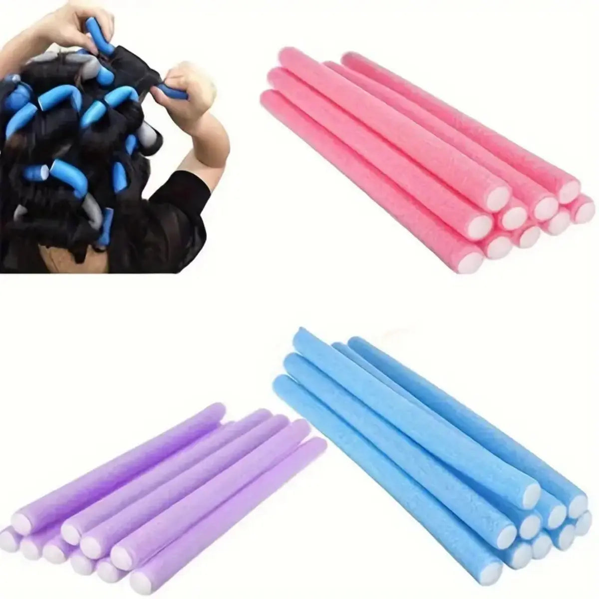 10-Pack Heatless Foam Hair Rollers | Bendy Twist Curling Rods Heatless Hair Rollers QXL