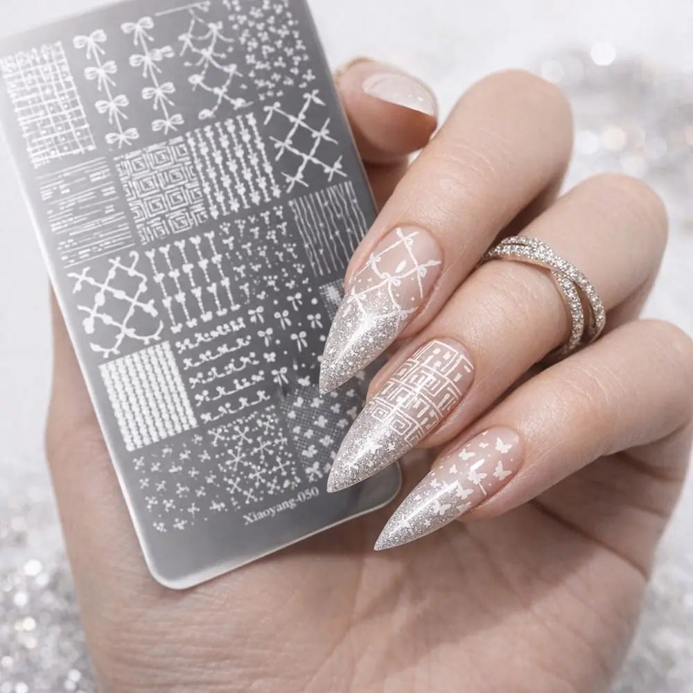 Kawaii Bowknot Nail Stamping Plate | Stainless Steel Stencil Nail Stamping Plate QXL