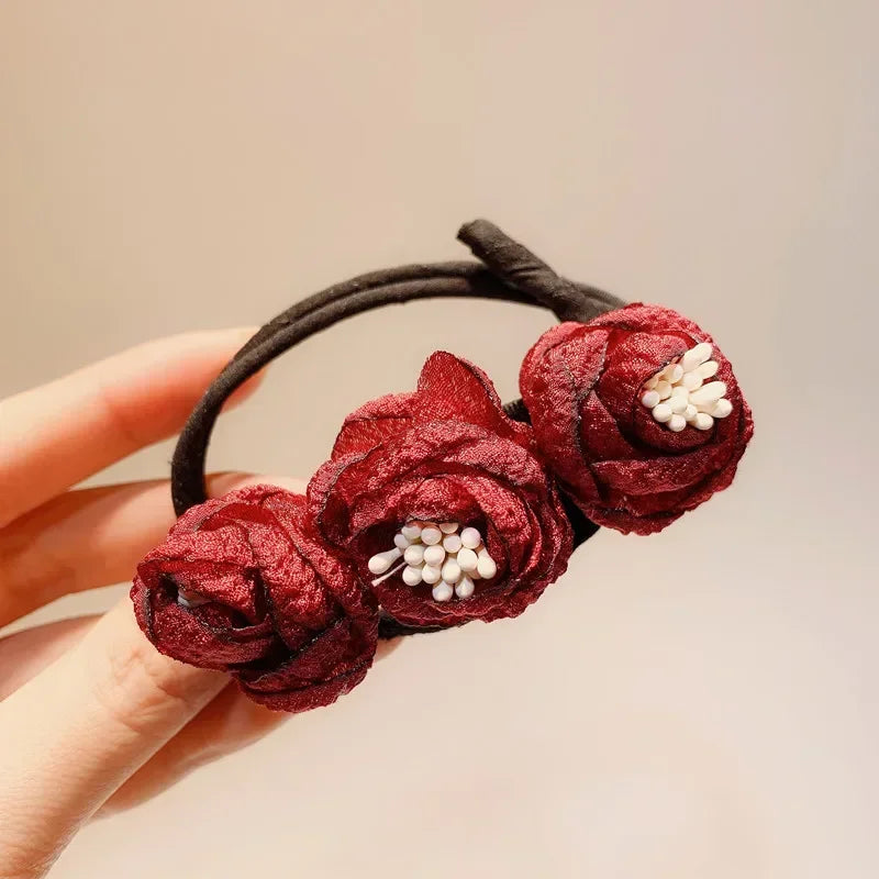 Flower Bun Maker & Hair Braider Twist Styling Tool Hair Bun Maker QXL wine red