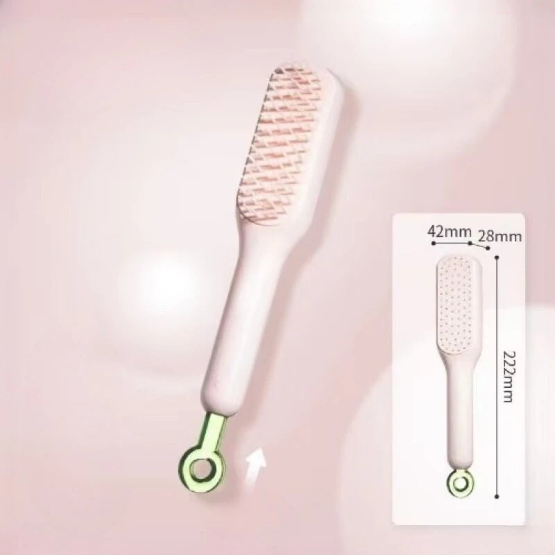 Self-Cleaning Anti-Static Scalp Massage Hairbrush | Retractable Scalp Massage Hairbrush QXL Pink