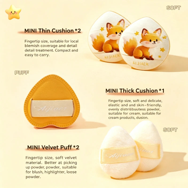 5-Pc Cat Makeup Sponge Puff Set | Wet & Dry with Storage Case Makeup Sponge Puff Set QXL