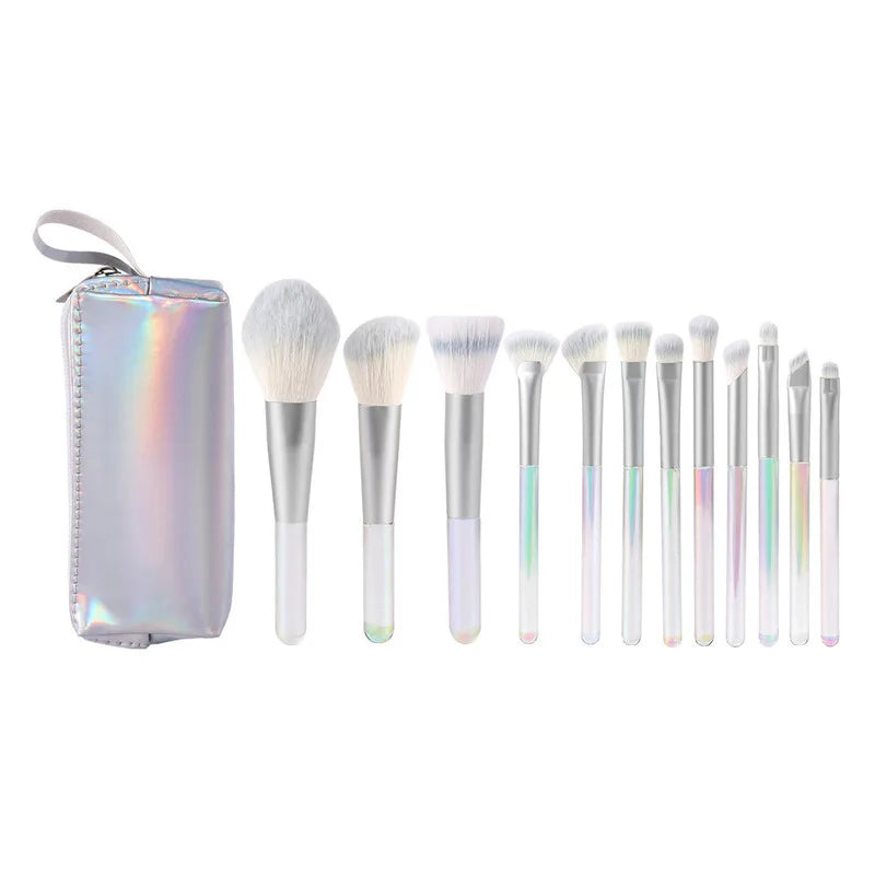 12-Set Mini Travel Makeup Brush Set with Storage Bag | Colorful Travel Makeup Brush Set QXL