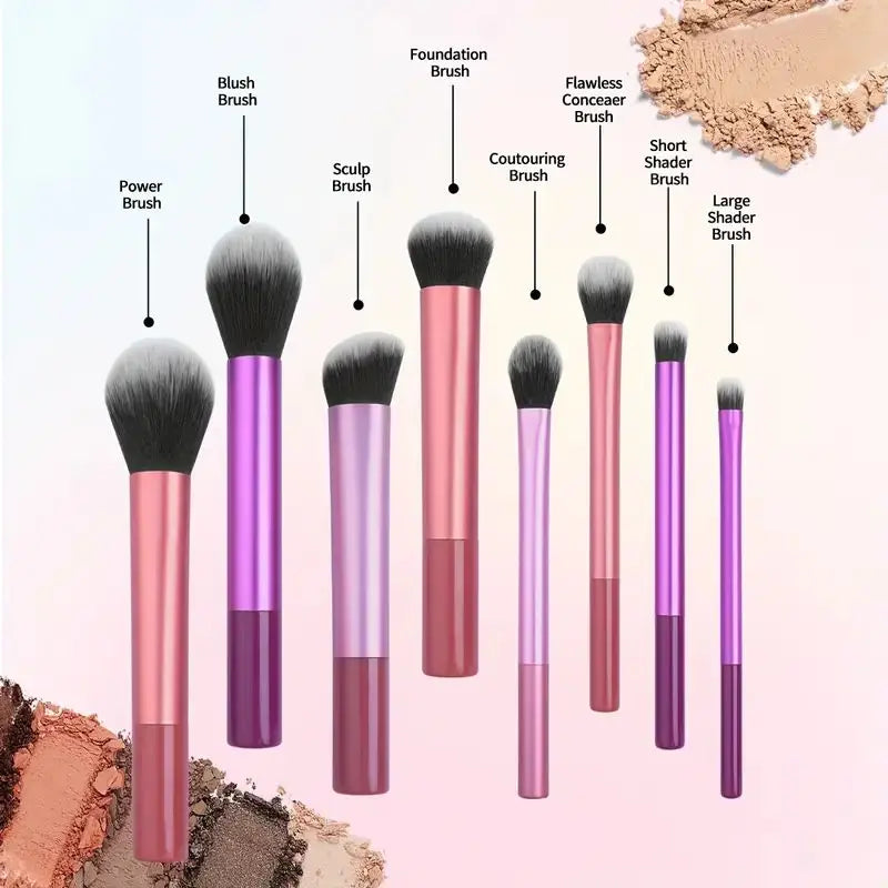 8-Piece Professional Makeup Brush Set | Synthetic Fiber Kit Makeup Brush Set QXL