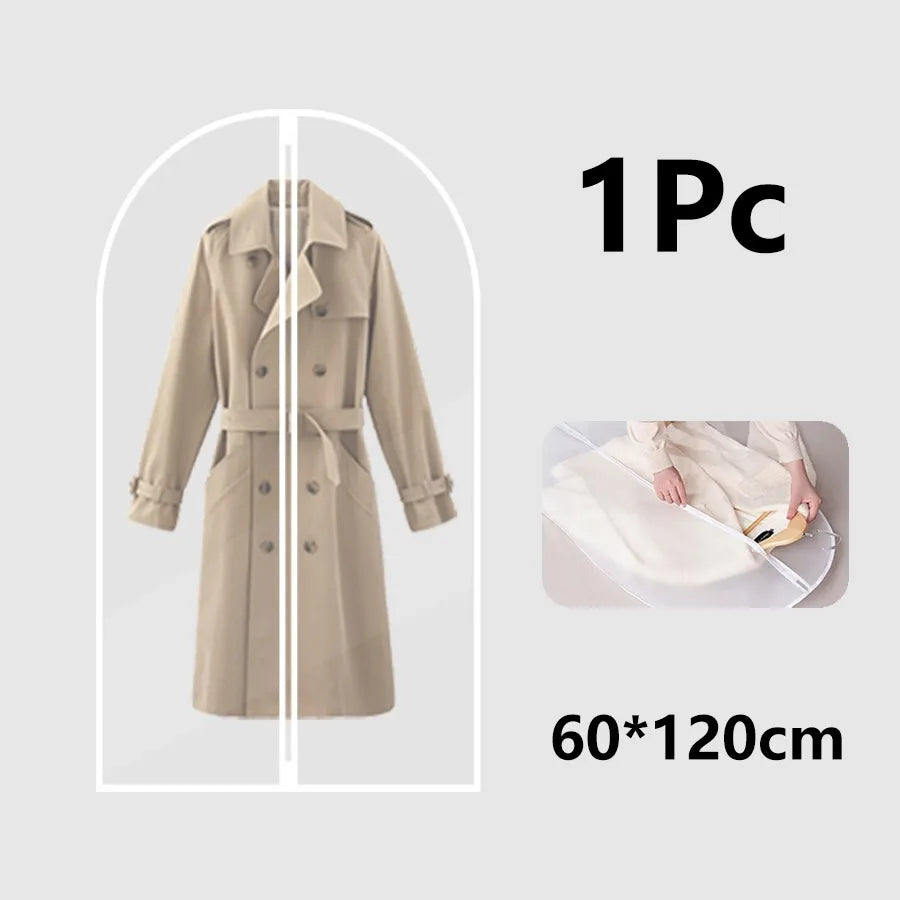 Hanging Garment Cover Bag 60×120cm | Suit & Dress Storage Garment Storage Bag QXL 1Pc-Zipper-60x120cm