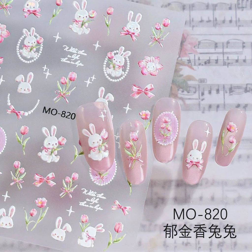 5D Holographic Butterfly Nail Art Stickers – Gradient Floral Decals Nail Art Stickers QXL