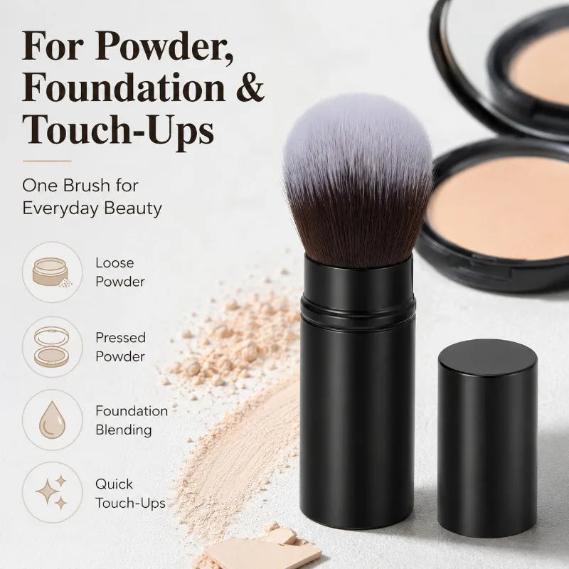 Retractable Kabuki Powder Brush | Travel Makeup Brush Cap Retractable Kabuki Brush QXL