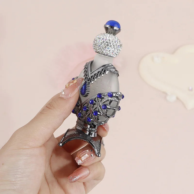 15ml Diamond-Encrusted Blue Glass Dubai Perfume Oil Bottle Perfume Oil Bottle QXL