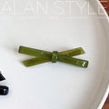 Japanese Bow Hair Clips | Acetate Jelly Color Side Bangs Bow Hair Clip QXL Avocado green 6.6cm