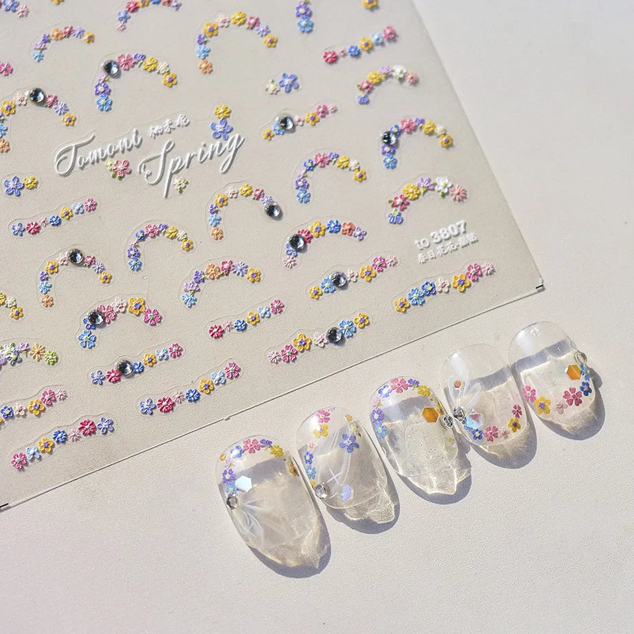 5D Flower Nail Art Stickers | Self-Adhesive Japanese Decals Nail Art Stickers QXL