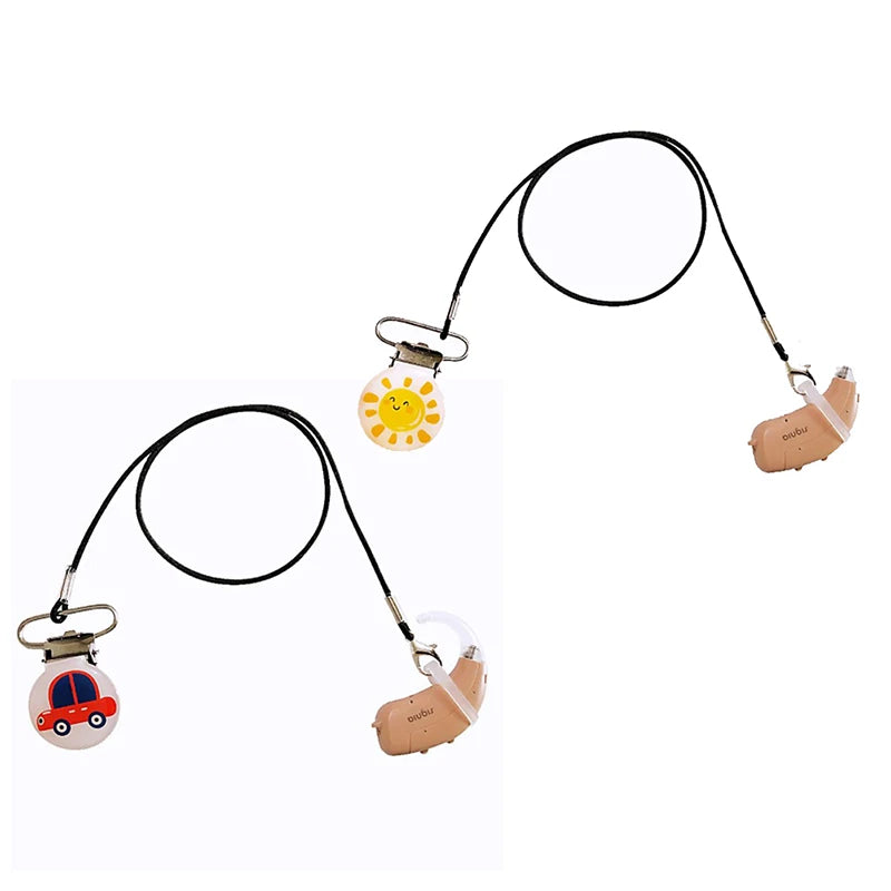 Kids BTE Hearing Aid Clip Holder | Nylon Rope & Metal Clamp Hearing Aid Clip QXL