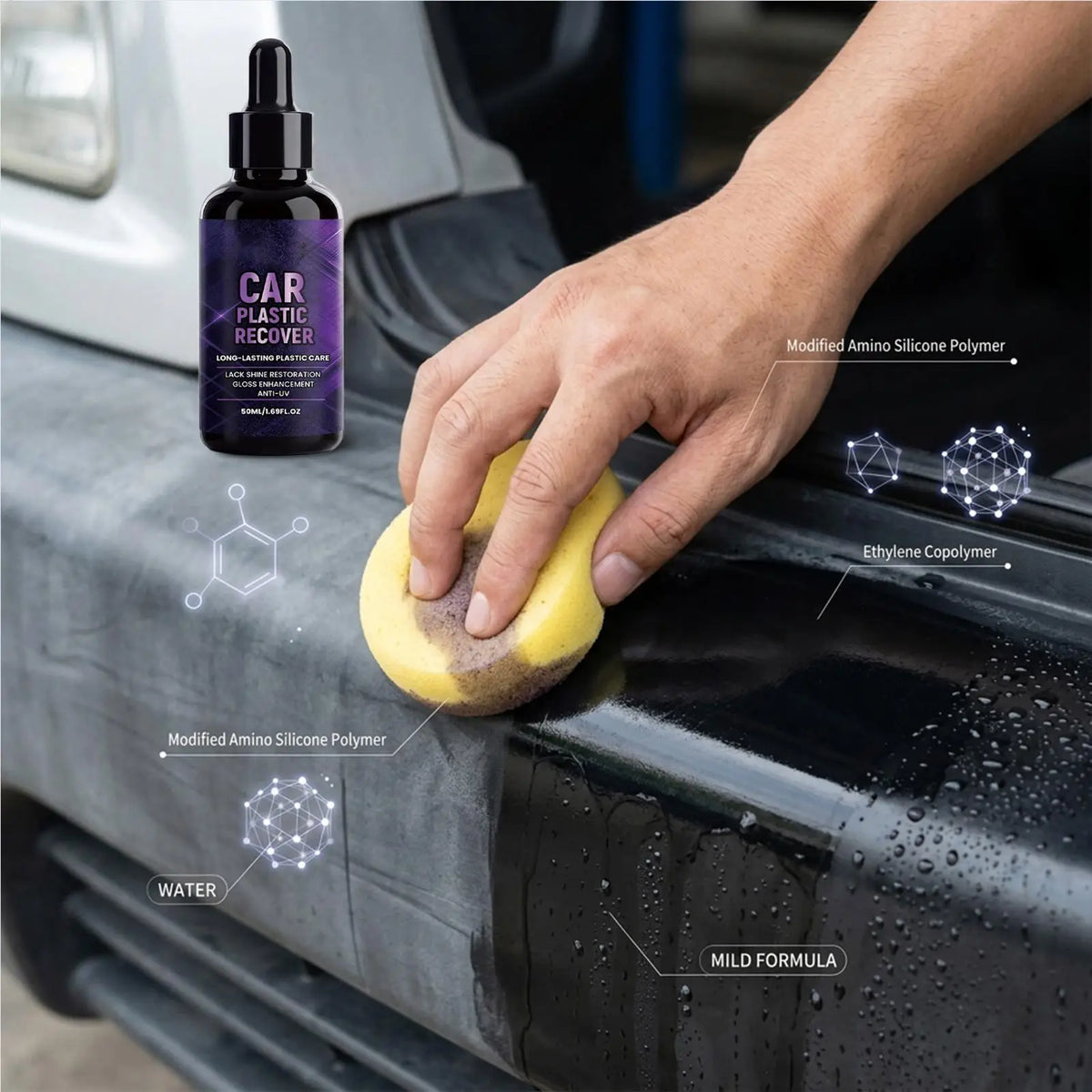 Car Plastic Trim Restorer | Back to Black Gloss Coating 50ml Car Trim Restorer QXL