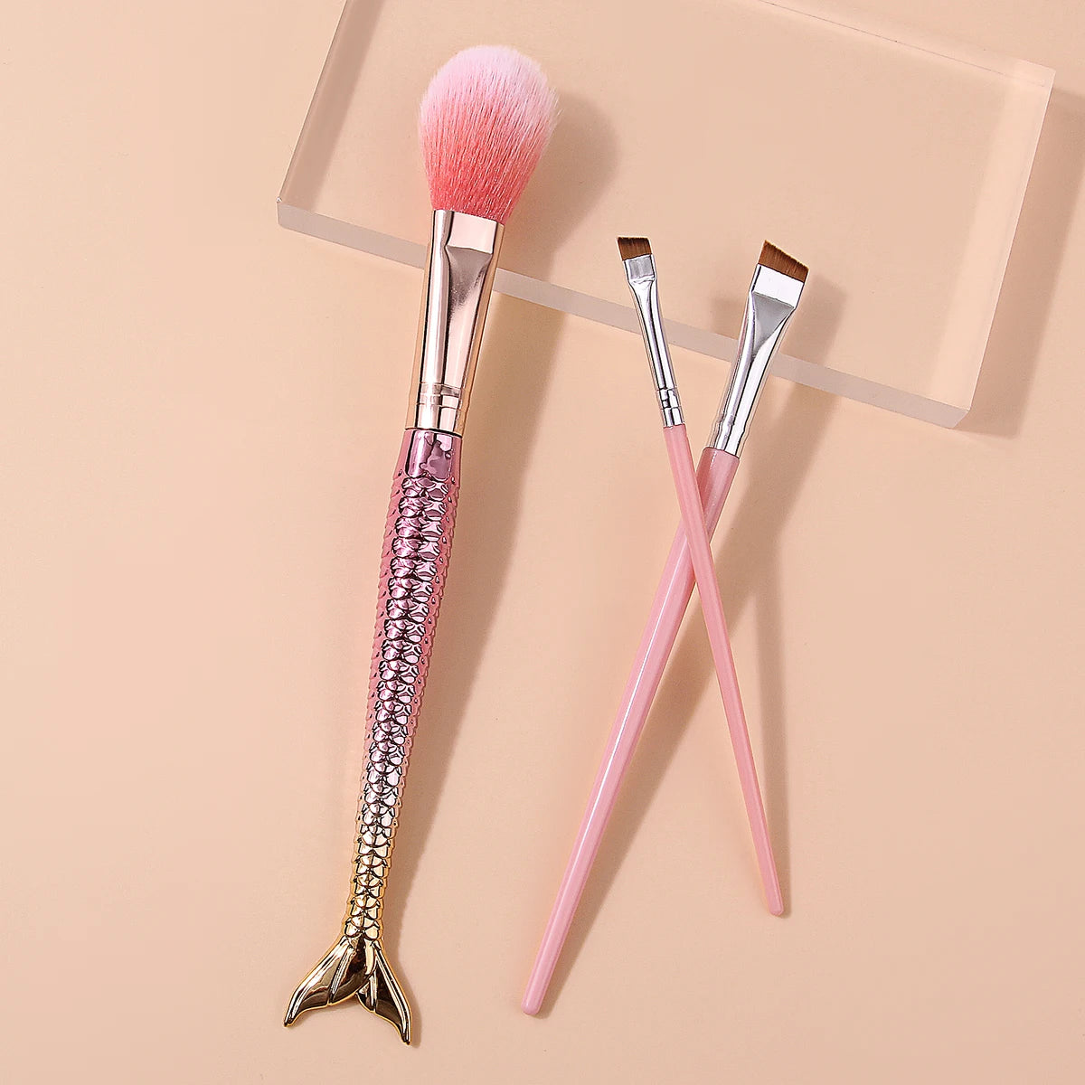 KOSSHOW 3-Pc Makeup Brush Set | Blush & Angled Brow Brushes Makeup Brush Set QXL