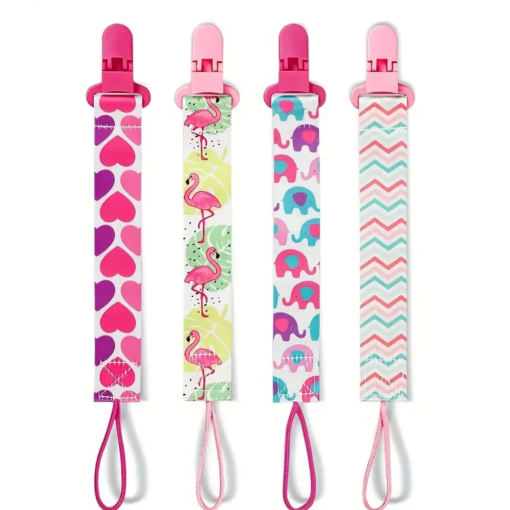 Vvocci 4-Pack Newborn Pacifier Clip Chain | Double-Sided Print Pacifier Clip Chain QXL