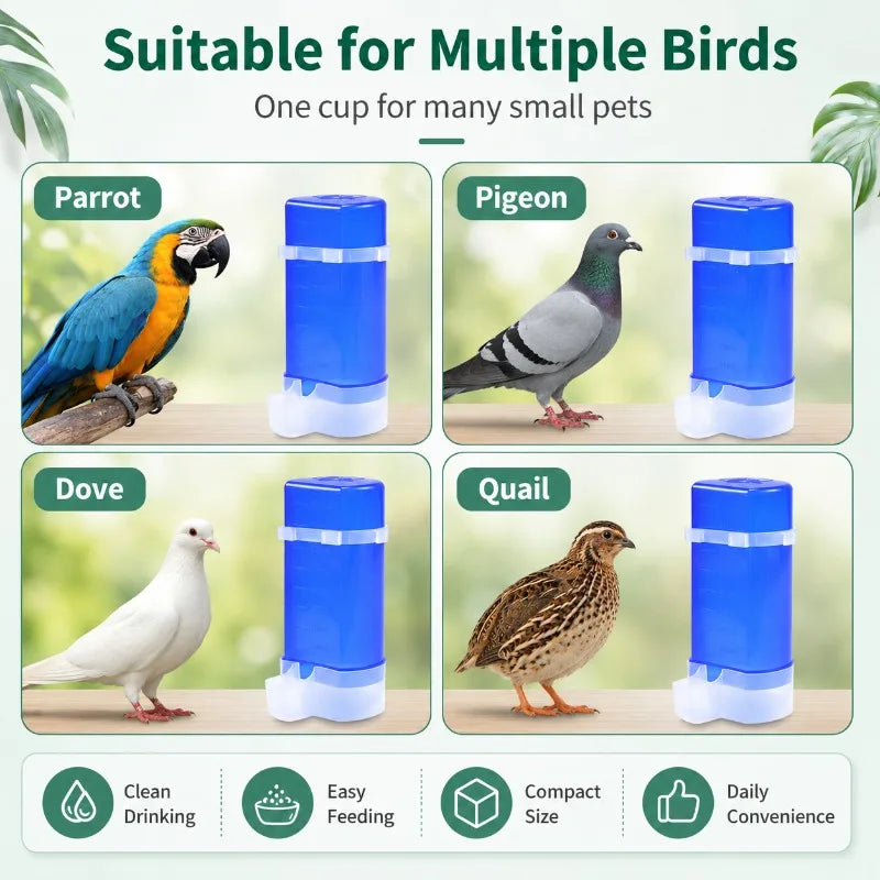 2-in-1 Bird Feeder & Waterer 800ml | Cage-Mount Cup Dispenser Bird Feeder Cup QXL