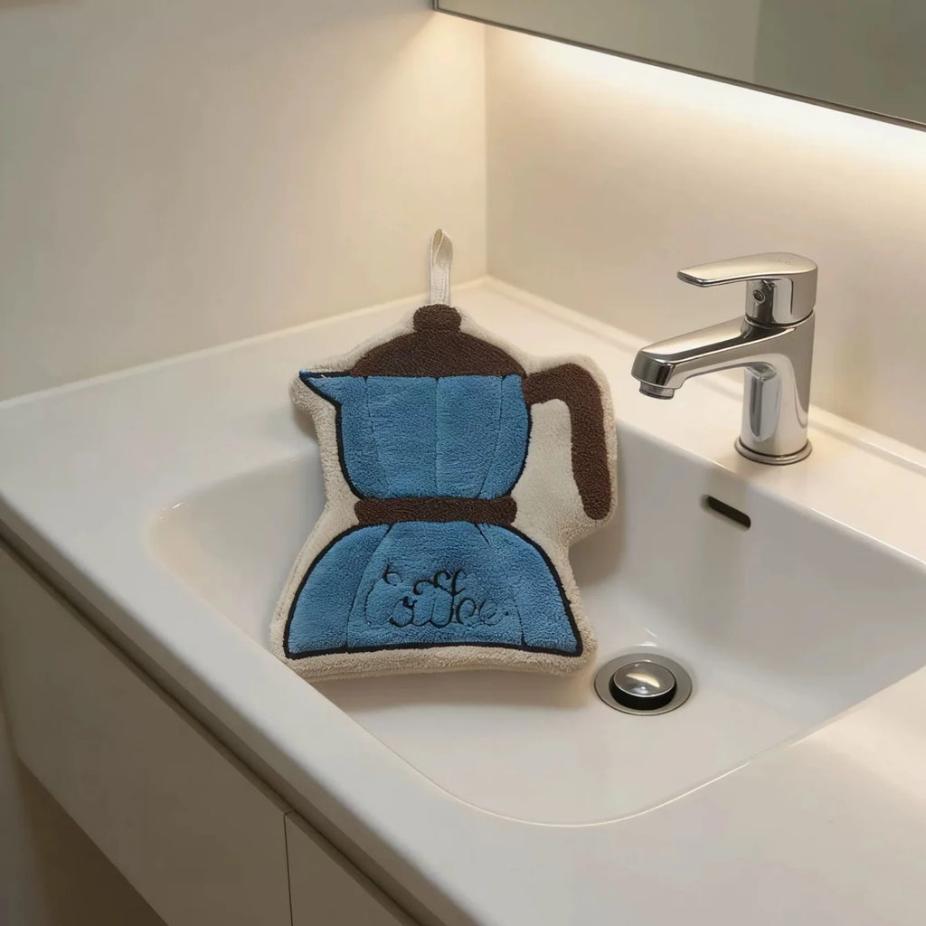 Coffee Theme Quick-Dry Hanging Hand Towel | Kitchen & Bath Decorative Hand Towel QXL