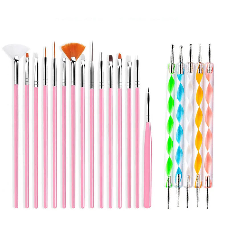 FUMOSIK 20-Pc Nail Art Brush Set | Gel, Acrylic & Carving Nail Art Brush Set QXL