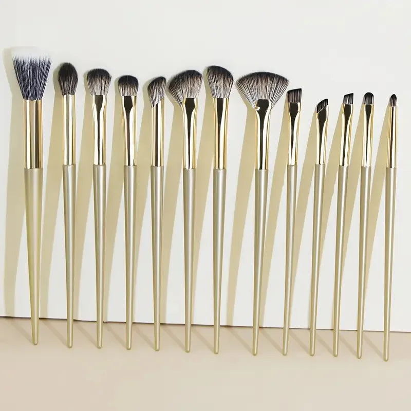 13-Piece Gold-Plated Makeup Brush Set | Eye & Face Tools Makeup Brush Set QXL golden