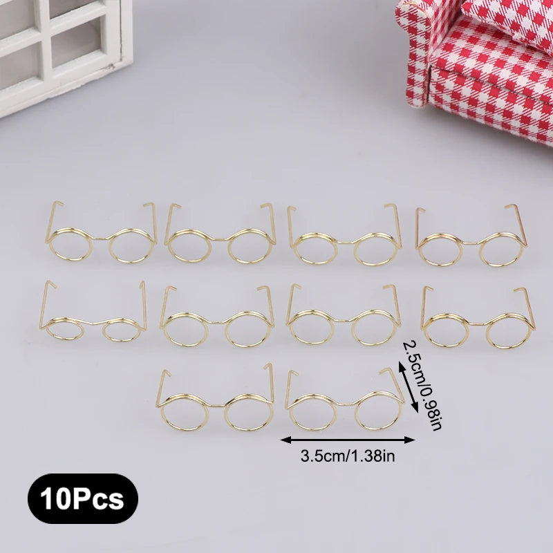 10-Pack Retro Mini Metal Round Doll Glasses | Lensless Miniature Doll Accessories QXL 10pcs gold