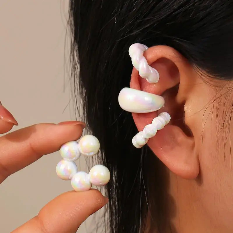 4-Pack Colorful Clip-On Ear Cuffs | No-Pierce Earring Set Clip-On Ear Cuffs QXL