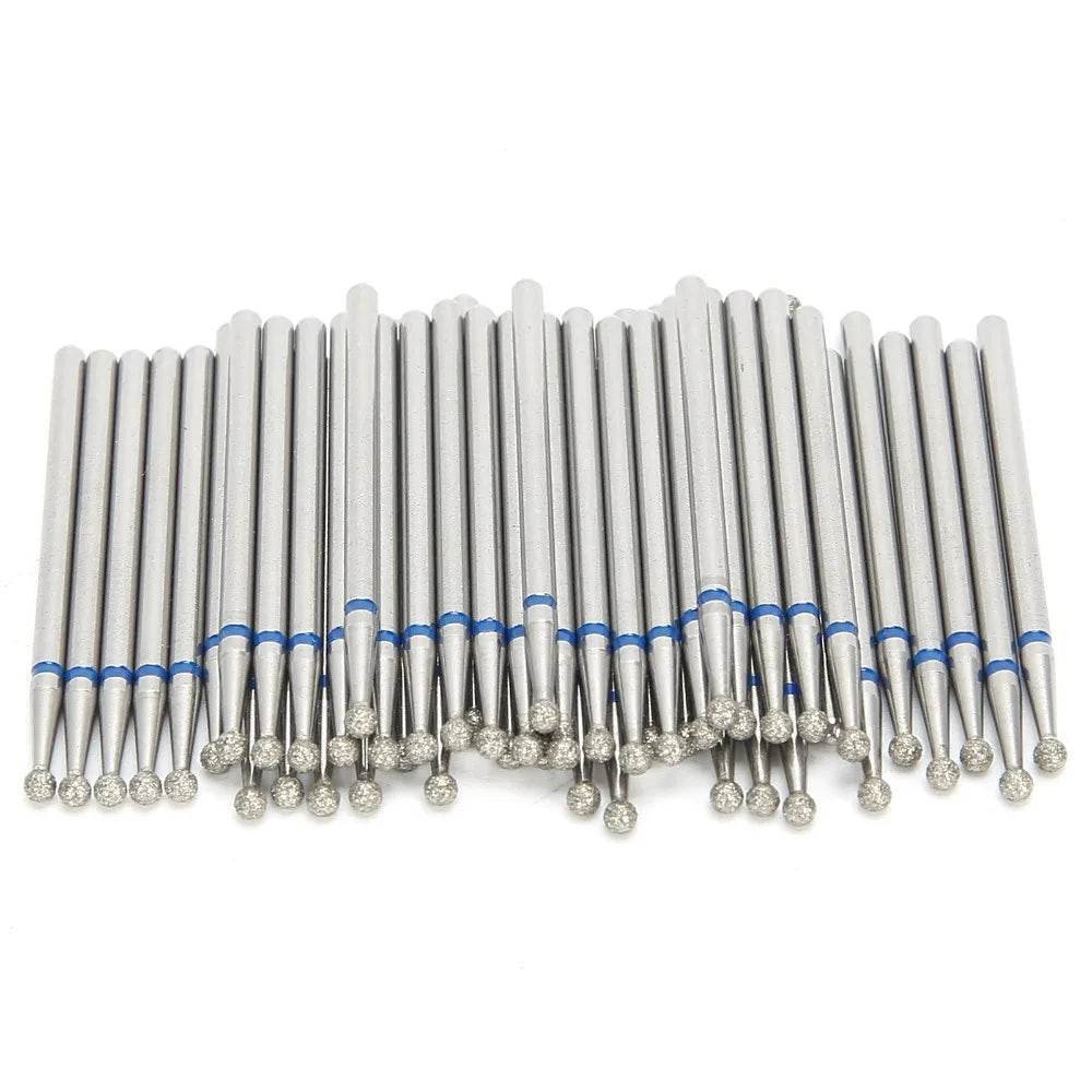50-Pack Ball Head Nail Drill Bits | Diamond Grinding Set Nail Drill Bits QXL