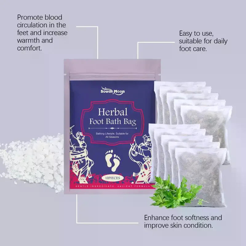 10-Pack Herbal Foot Soak Bags | Wormwood & Sea Salt Kit Herbal Foot Soak QXL
