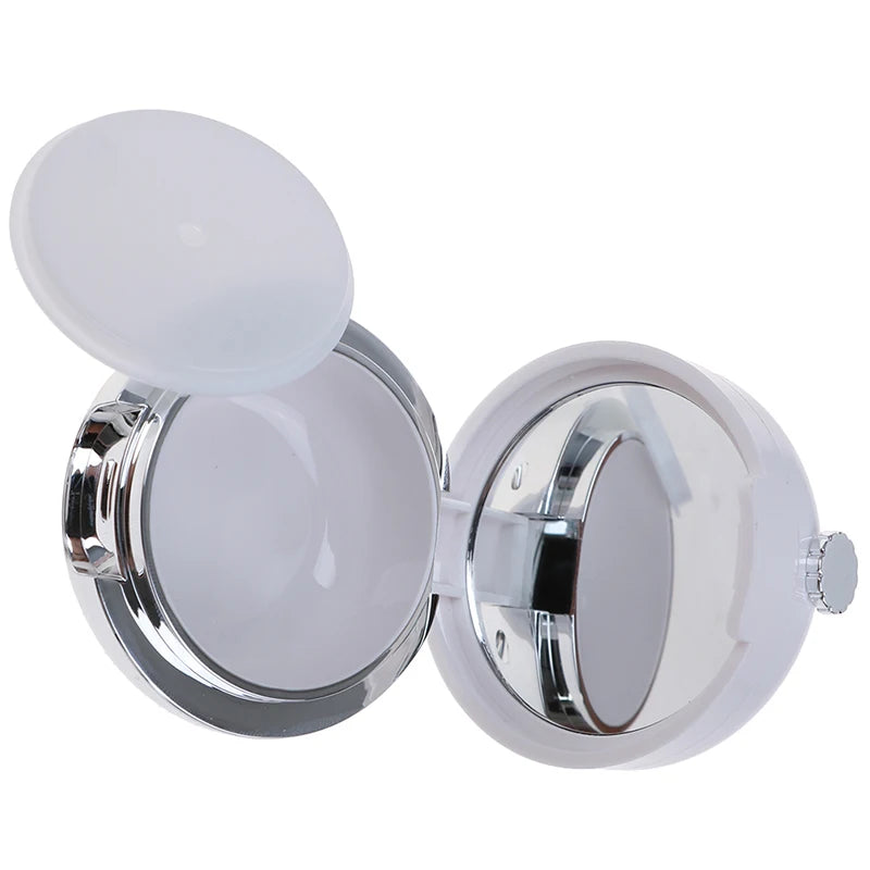 White Round Acrylic Lip Container with Brush & Mirror | 15ml Lip Cosmetic Container QXL