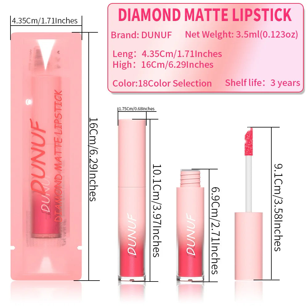 18-Color Flash Diamond Lip Gloss – Moisturizing & Long-Lasting Shimmer Lip Gloss QXL