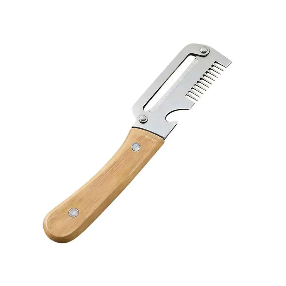 3-in-1 Scallion Shredder & Onion Slicer | Wooden Handle Kitchen Slicer Tool QXL light color