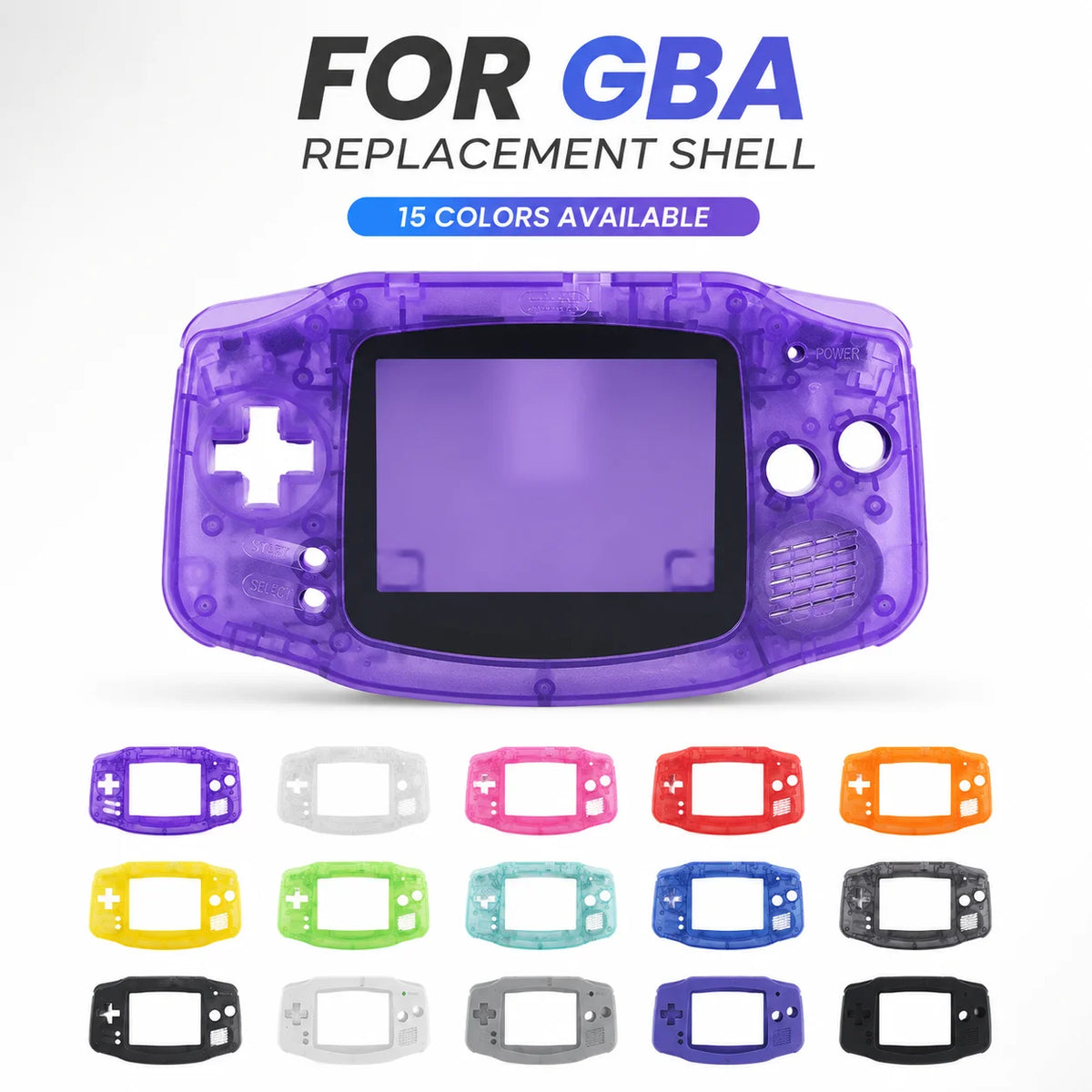 GBA Replacement Shell Housing Full Set – Buttons, Screws & Lens Console Replacement Shell QXL