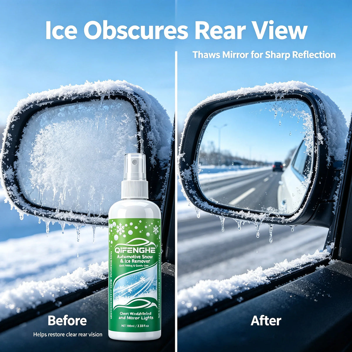 100ml Car De-Icer Spray | Windshield Ice & Snow Remover Car De-Icer Spray QXL
