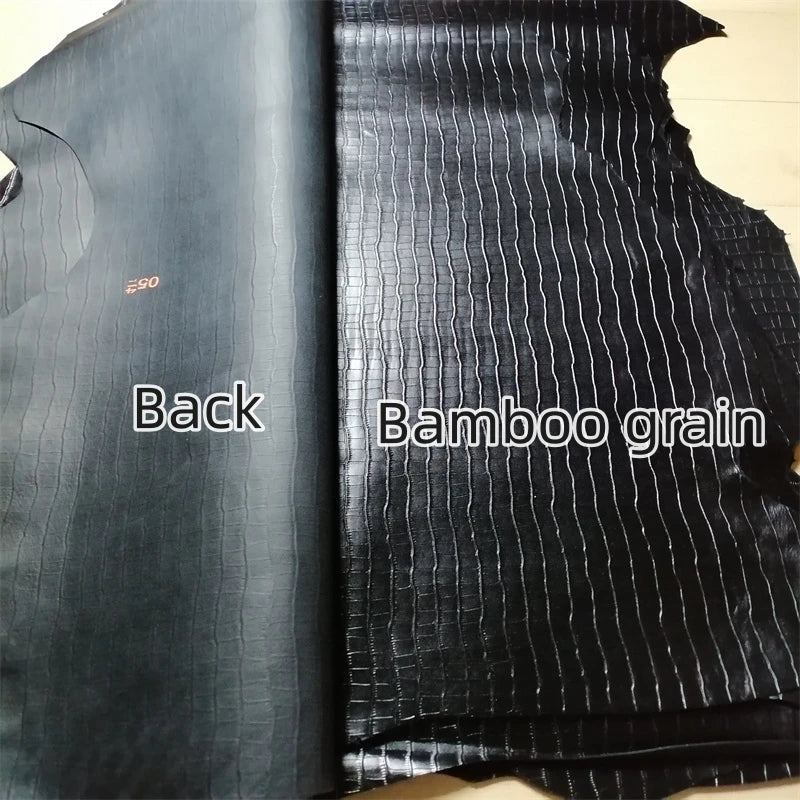 Black Bamboo Grain Sheepskin Leather 0.7/0.8mm | DIY Craft Leather Craft Fabric QXL