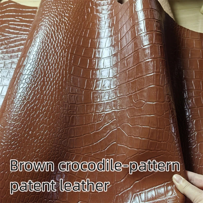 1.5mm Brown Crocodile Grain Cowhide Top-Grain Leather | DIY Craft Leather Hide QXL